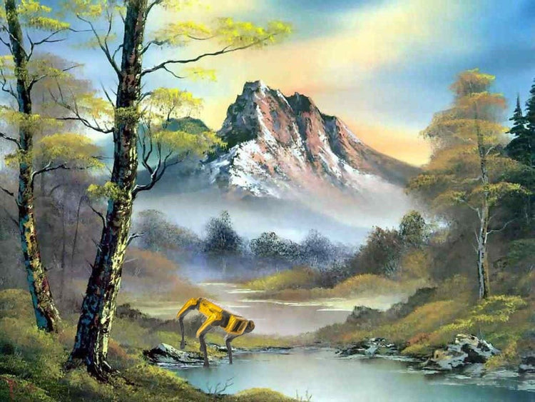 Brian Kane Mountain Landscape with Robot Dog